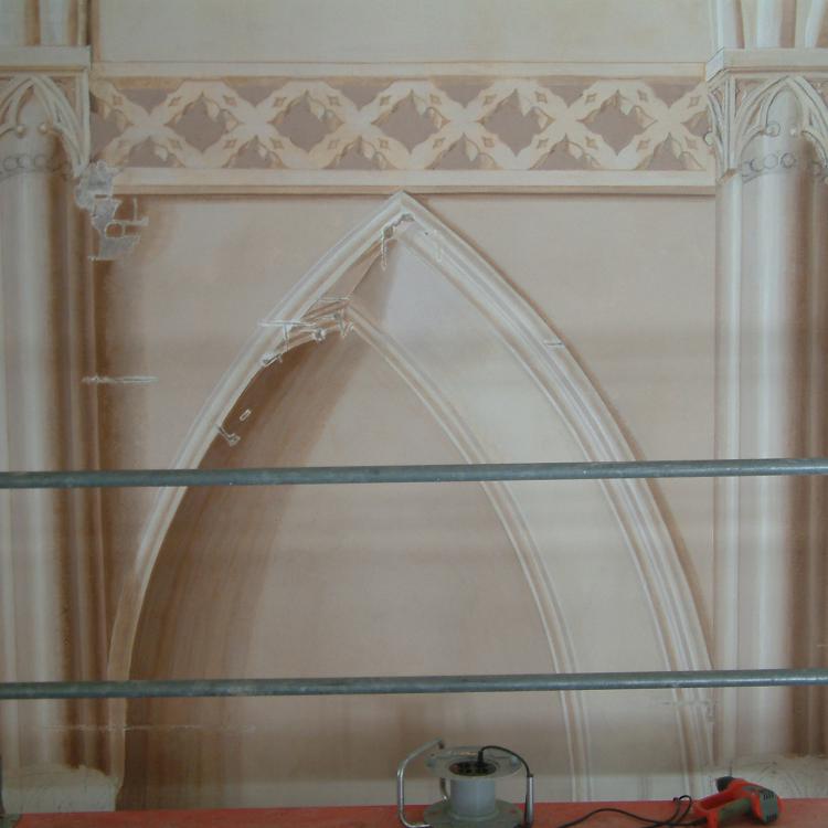 Paretz, Kirche, Gilly-Ausmalung, Detailfreilegung und Rekonstruktion, 2008